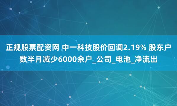 正规股票配资网 中一科技股价回调2.19% 股东户数半月减少6000余户_公司_电池_净流出